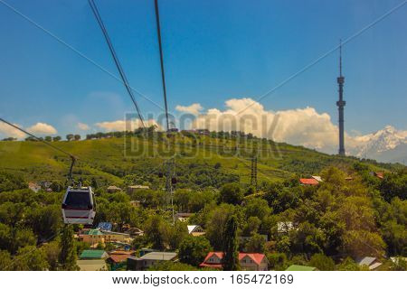 Koktobe Hill And And Cabin Of Cable Car, Almaty, Kazakhstan