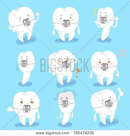 cartoon tooth wear brace express all kinds of emotions