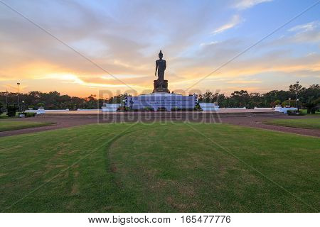 NakhonPathom,Thailand - Dec 13 , 2016 : Big Buddha statue of Phutthamonthon public landmark in sunset time