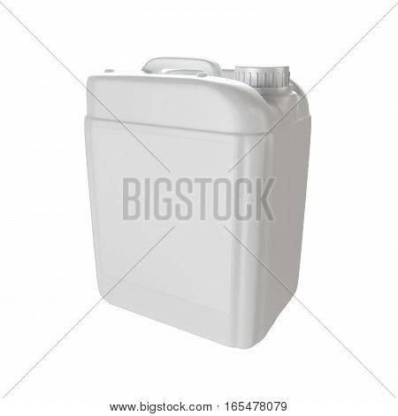 White plastic isolated jerrycan. 3d render illustration.