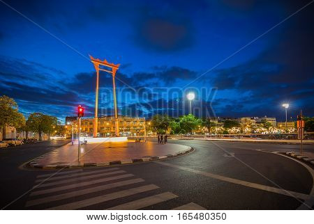 Bangkok Thailand - 2016: The Giant Swing (Thai: Sao Chingcha) is a religious structure in Bangkok Thailand.