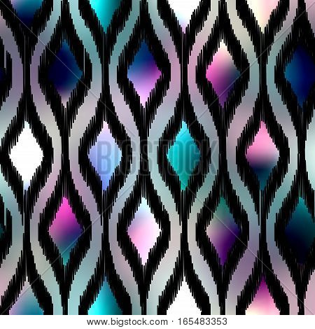 Seamless geometric pattern, based on ikat fabric style.