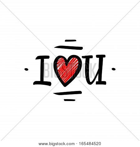 I Love You hand drawn sign. Vector illustration.