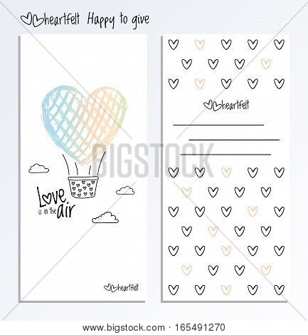 Valentines Day back and fron side card vector. Valentine Day post card with place for a congratulation.