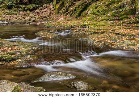 Beautiful in nature the Akame 48 waterfalls in autumn Mie Prefecture Japan
