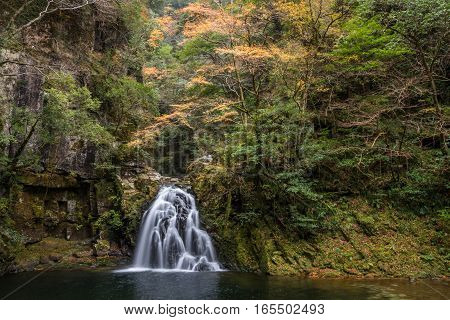 Beautiful in nature the Akame 48 waterfalls in autumn Mie Prefecture Japan