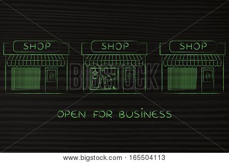 One Open Shop Surrounded By Others Already Closed