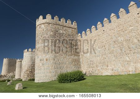 Avila (Castilla y Leon Spain): the famous medieval walls surrounding the city