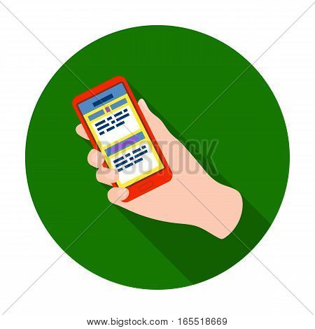Mobile translator icon in flat design isolated on white background. Interpreter and translator symbol stock vector illustration.