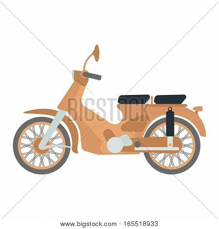 Retro vector vespa scooter motorcycle travel design. Motorbike delivery vehicle illustration. Transportation moped cartoon motor urban sign.