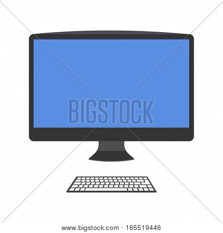 Computer technology vector isolated display. Telecommunication equipment metal pc monitor frame modern office network. Old device electronic space.