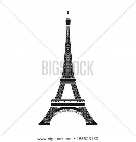 Eiffel tower icon in black design isolated on white background. France country symbol stock vector illustration.