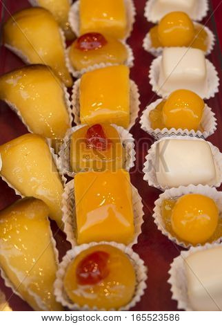 Selection of sky pies traditional dessert from Spain