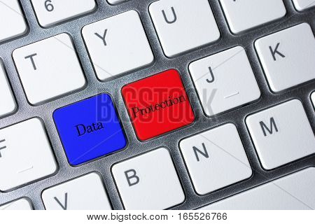 Data Protection button on white computer keyboard