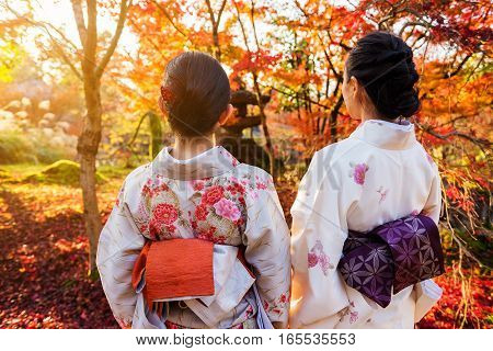 Kimono Girls With Autumn Color, Kyoto