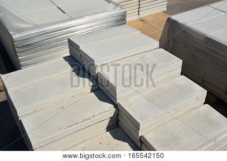 A curbstone a folded in a stacks