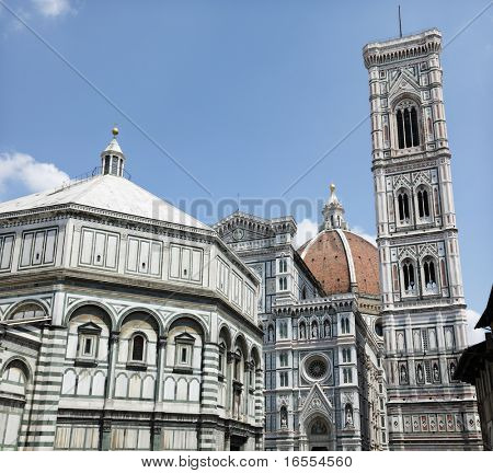 Duomo, Campanile and Baptistry in Piazza del Duomo, Florence, Italy