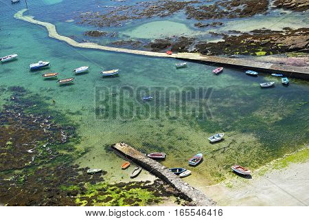 Boats - view from Phare d'Eckmuehl, Finistere, Brittany, France