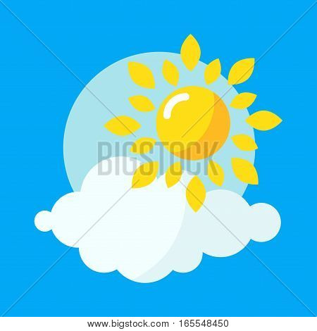 Sun icon weather vector illustration. Yellow graphic sunbeam hot light element. Nature solar abstract shine silhouette. Creative ray art season object.