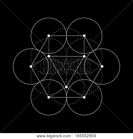 Harmonic in sacred geometry Plato. The ratio of the hexagon. Stock vector illustration