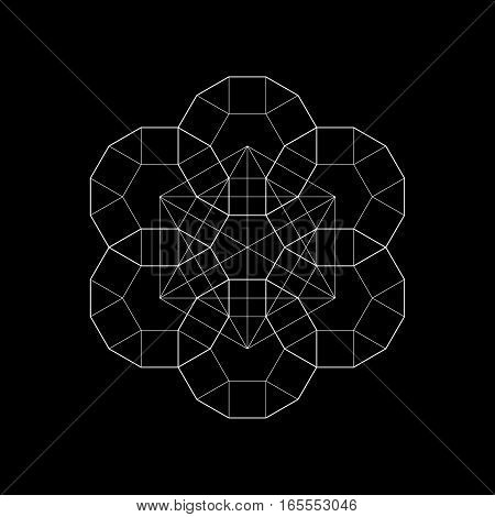 Harmonic in sacred geometry Plato. The ratio of hexagon. Stock vector illustration