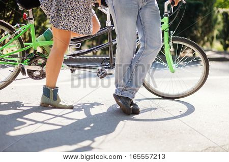 Couple With Tandem Bicycle