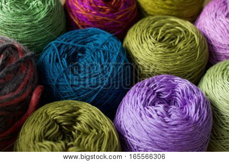 Greenery tone Balls wool cotton silk yarn set top view, Cotton, Crochet, Material, Silk, Greenery, Color of the year 2017