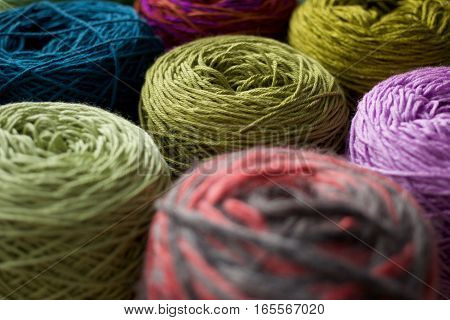 Greenery tone Balls wool cotton silk yarn set top view, Cotton, Crochet, Material, Silk, Greenery, Color of the year 2017