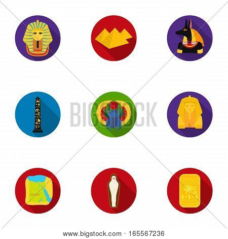 Ancient Egypt set icons in flat style. Big collection of ancient Egypt vector symbol stock