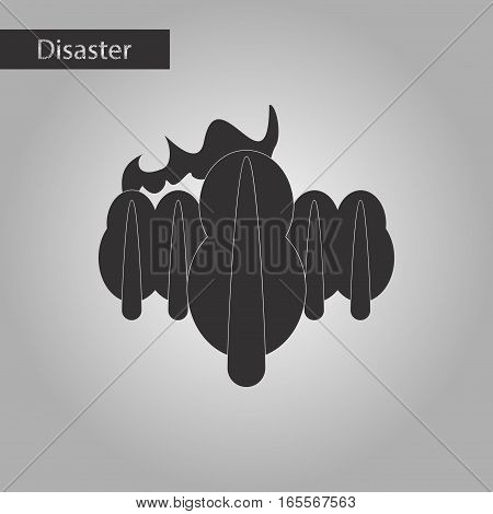 black and white style icon of fire in the forest
