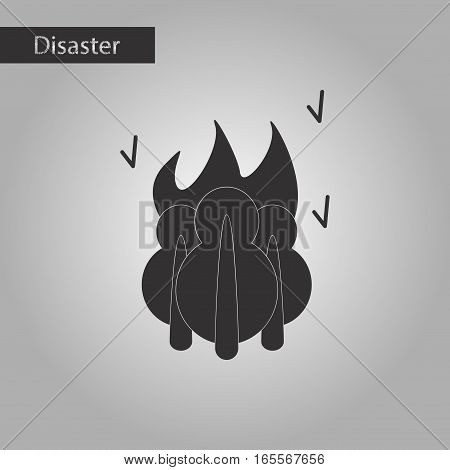 black and white style icon of fire in the forest