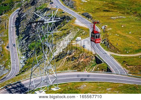 Fagaras Mountains, Romania - July 21, 2014: Transfagarasan Mountain Road In Romania. Spectacular Roa