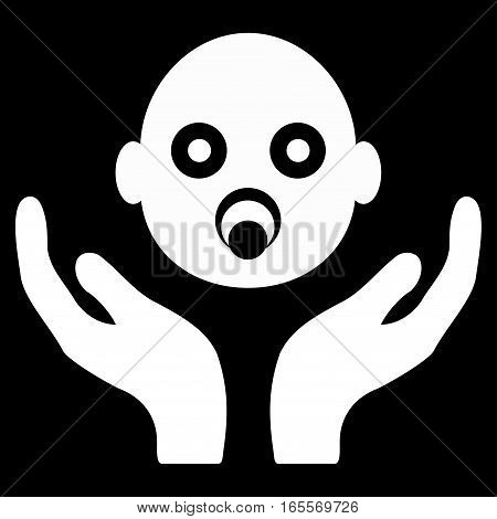 Baby Care Hands vector icon. Flat white symbol. Pictogram is isolated on a black background. Designed for web and software interfaces.