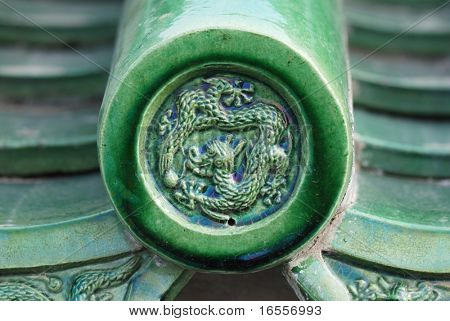 Dekoration Drache auf Dach im Tempel des Himmels von Peking