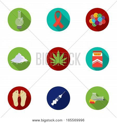 Drugs set icons in flat style. Big collection of drugs vector symbol stock