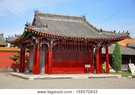 Pavilion on the Eastern section of Shenyang Imperial Palace Mukden Palace, Shenyang, Liaoning Province, China. Shenyang Imperial Palace is UNESCO world heritage site built in 400 years ago.