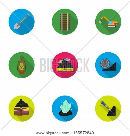 Mine set icons in flat style. Big collection of mine vector symbol stock