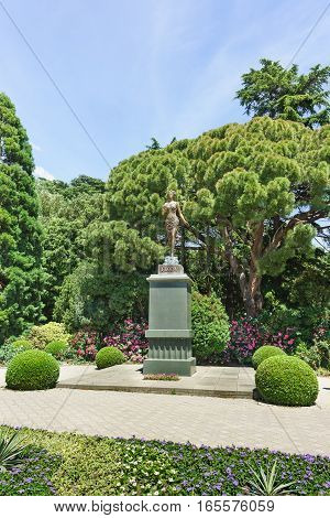 Russia, Crimea, Yalta, Nikita Botanical garden June 09.2016: The sculpture of Flora in the Central part of the Nikitsky Botanical garden