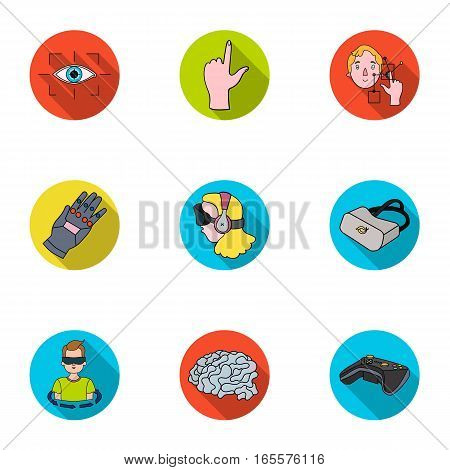 Virtual reality set icons in flat design. Big collection of virtual reality vector symbol stock illustration