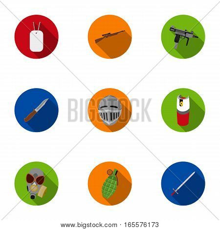 Weapon set icons in flat style. Big collection of weapon vector symbol stock