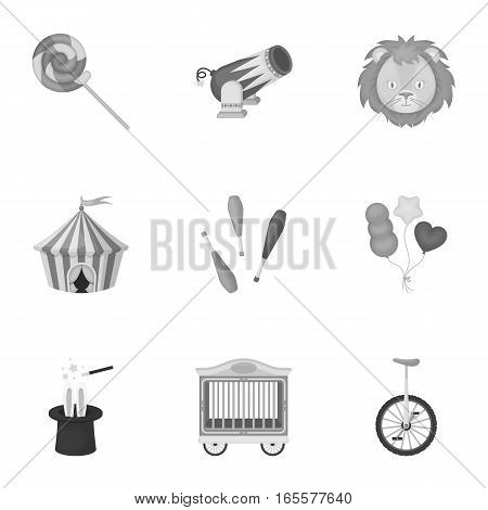 Circus set icons in monochrome style. Big collection of circus vector symbol stock
