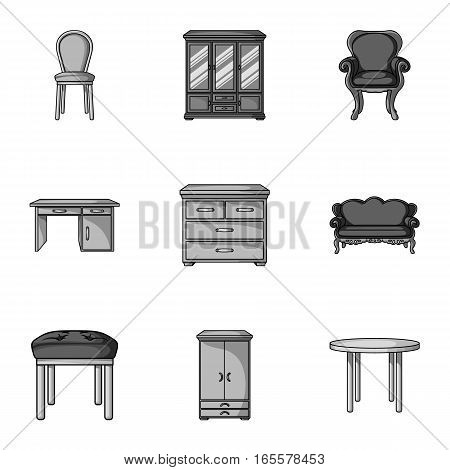 Furniture and home interior set icons in monochrome design. Big collection of furniture and home interior vector symbol stock illustration