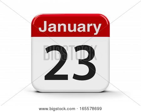 Calendar web button - The Twenty Third of January three-dimensional rendering 3D illustration
