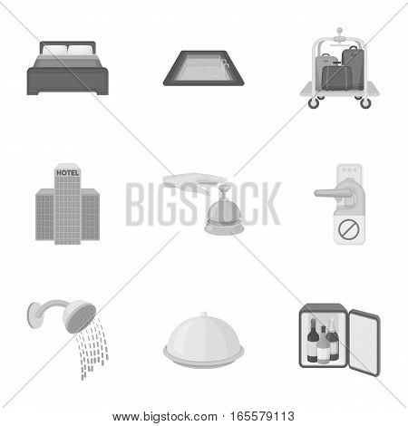 Hotel set icons in monochrome style. Big collection of hotel vector symbol stock