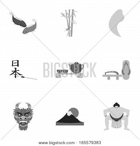 Japan set icons in monochrome style. Big collection of Japan vector symbol stock