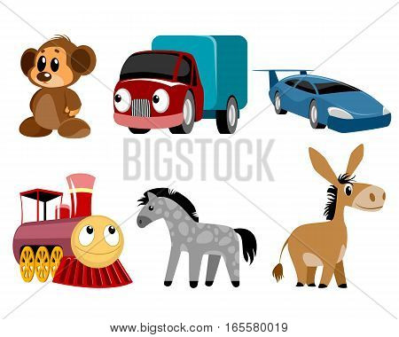 Vector illustration of a six toys set
