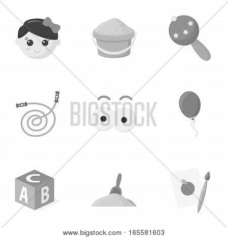 Toys set icons in monochrome style. Big collection of toys vector symbol stock