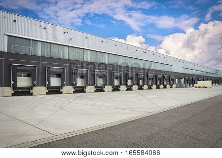 Dock Cargo Doors At Big Warehouse