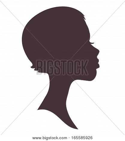 Girl face silhouette. Pretty african woman with short hair and modern hairstyle.