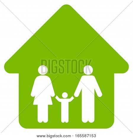 Family Home vector icon. Flat eco green symbol. Pictogram is isolated on a white background. Designed for web and software interfaces.
